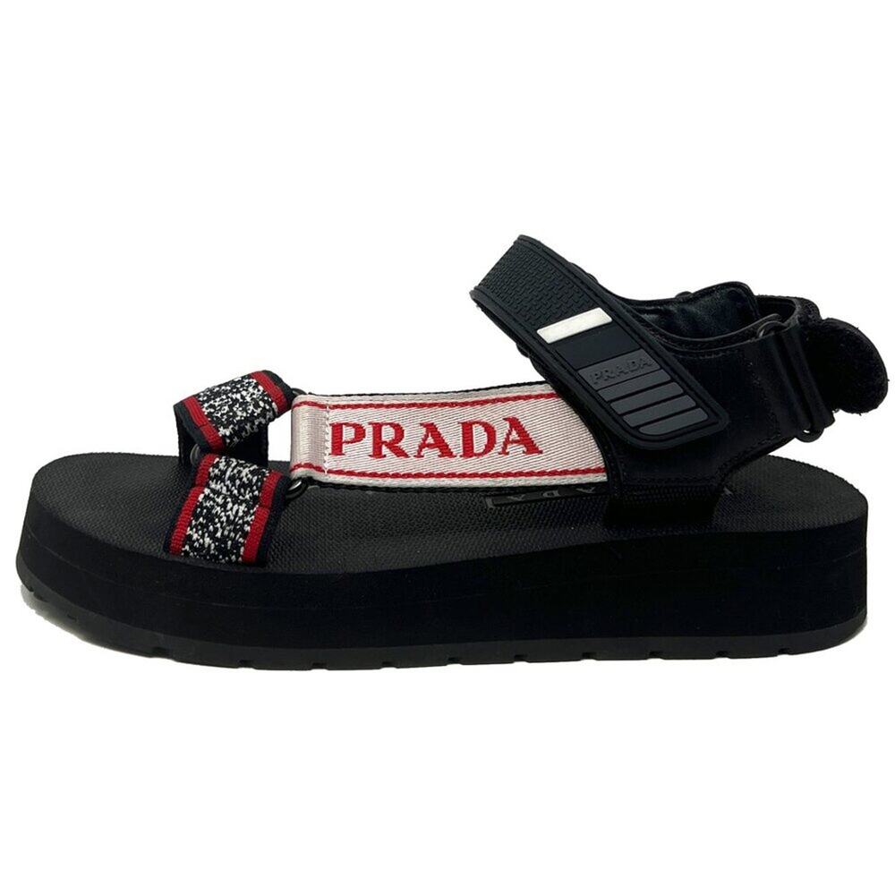 Prada Nomad Logo Print Platform Rubber Sole Sandals‎ - Size 37